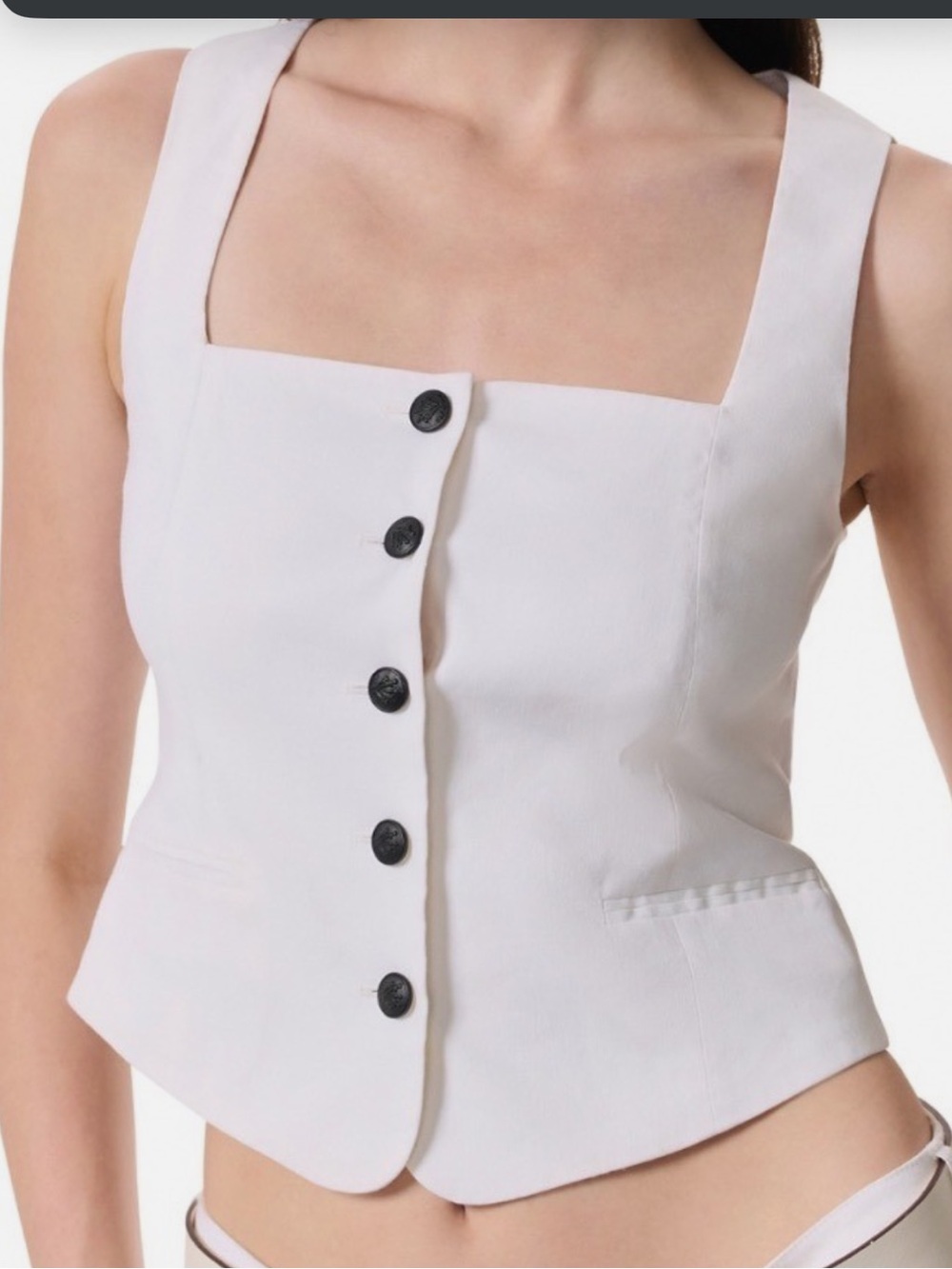 Rag & Bone Marina White Linen Square-Neck Button Front
